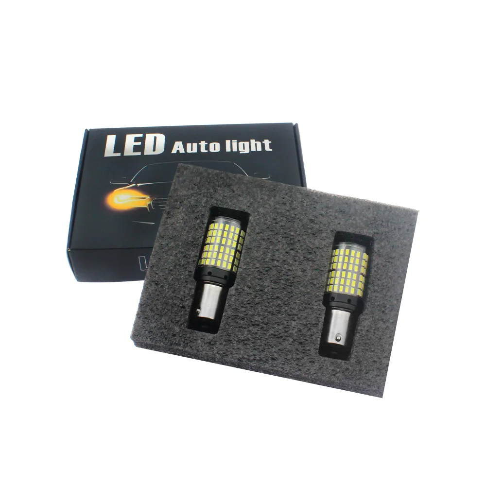 2pcs 1156 BA15S P21W BAU15S PY21W 7440 W21W P21/5W 1157 BAY15D 7443 3157 หลอดไฟ LED 144smd CanBus โคมไฟย้อนกลับไฟเลี้ยว