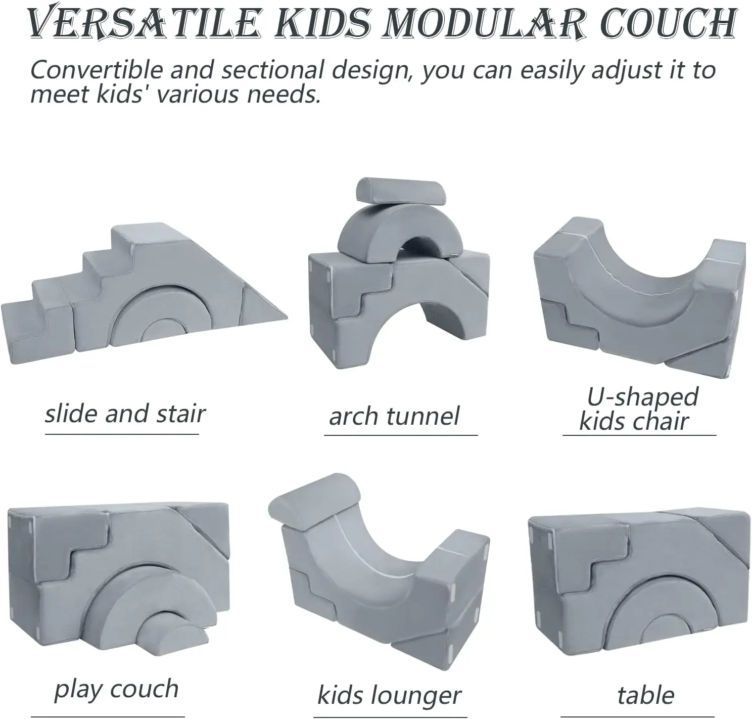 Foam Climbing Toddler Couch Modular Kids Sofa, Sectional Baby Couch for Climb Crawl, Kid Play Couch Convertible Children Sofa Be