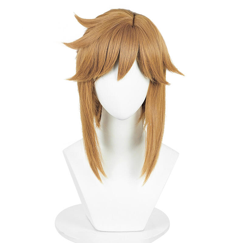 Anime Link Cosplay Perücken Prinzessin Blonde Braun Beständig Synthetische 29 cm Haar Halloween Party Link Perücken + Elf Ohren Ohrringe anzug