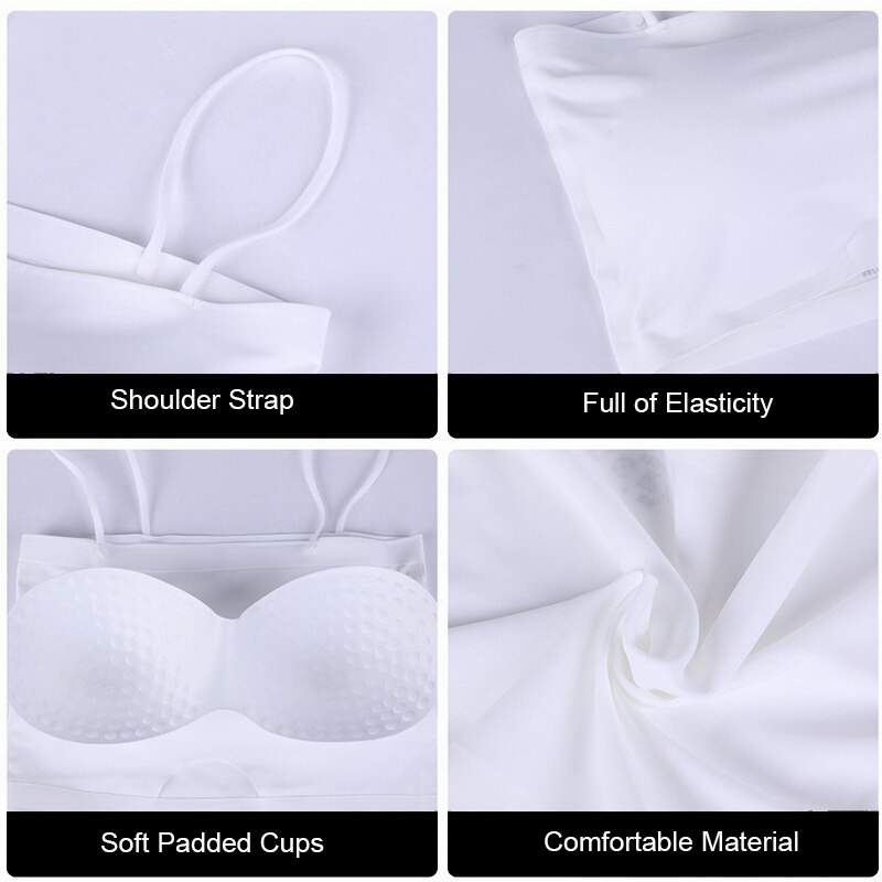 Top corto da donna reggiseno Sexy canotte senza cuciture 2023 estate femminile cinturino bianco Top canotta senza schienale solido canotta corta abbigliamento