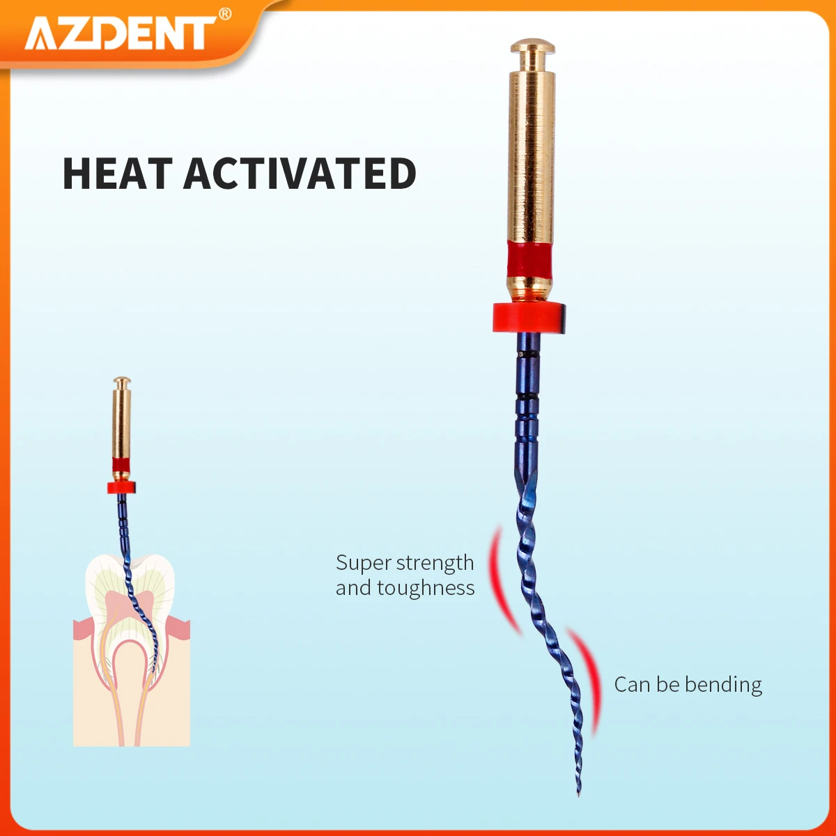 6Pcs/Box AZDENT Dental Heat Activated Root Canal Files Endodontic Engine Use File NiTi Super Rotary 25mm SX-F3 Dentistry Tools
