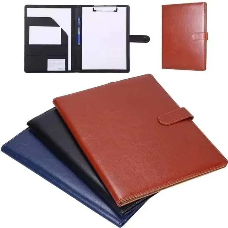 Pasta de couro pu a4 multifu, pasta de contrato comercial, pasta de reunião, material de aprendizagem, material de escritório, organizador de mesa