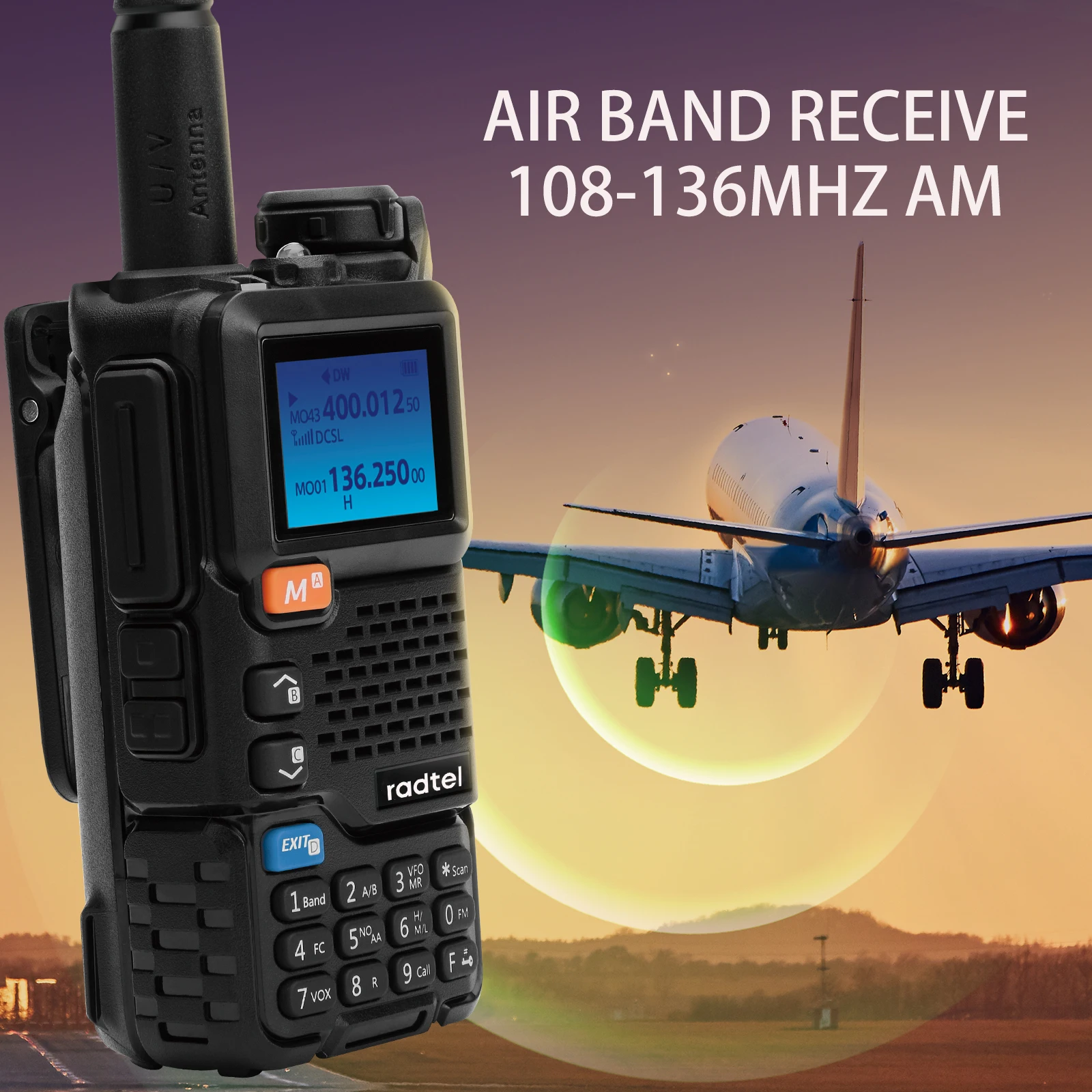 Radtel RT-600 Air Band Walkie Talkie Tragbarer Am FM Two Way Radio Commutator VHF Station K5 Receiver Ham Wireless Set Long Range
