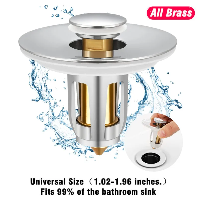 99% Universal ทองเหลือง Pop-Up BOUNCE Core อ่างล้างหน้าท่อระบายน้ํากรองผม Catcher SINK กรองอ่างอาบน้ํา Bath Plug ห้องน้ําเครื่องมือ