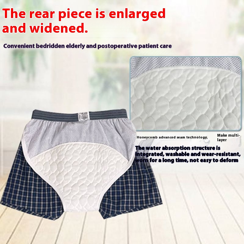 Roupa interior à prova de fraldas masculina, shorts de boxer à prova de fraldas para idosos, secagem rápida, hemorróidas, pós-operatório, lavável
