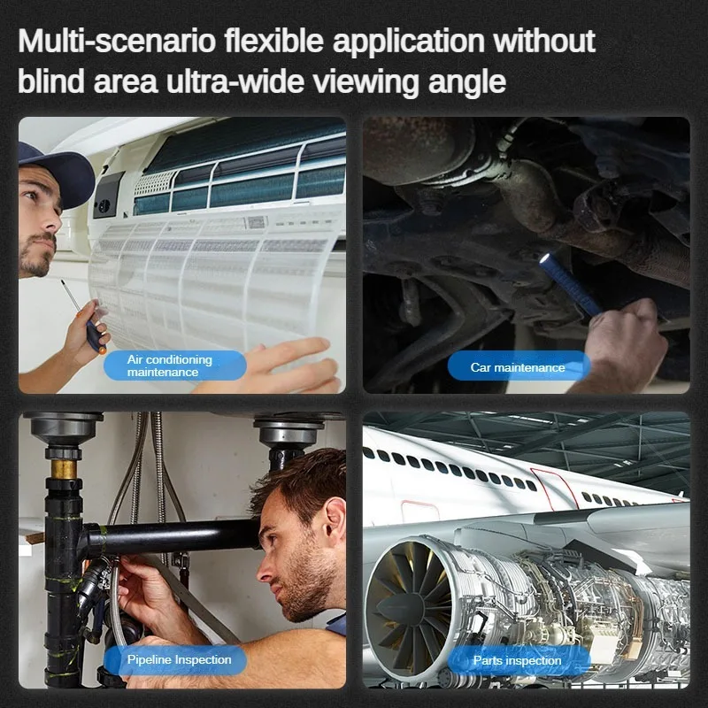 Endoscópio com buraco de manutenção automática para carro, 1080p, 6.3mm, câmera de inspeção de direção de 180 graus com 8 led, ferramentas portáteis ip67