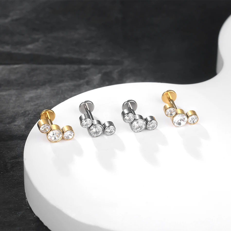 1Pc G23 titanio oreja Tragus cartílago hélice Daith Piercing Stud pendientes para mujeres hilo interno Labret Piercing labio anillo 16G