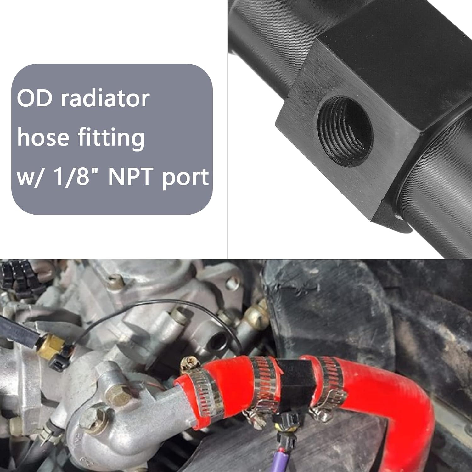 Medidor de temperatura da água preta, temperatura do radiador, sensor de tubo comum, 18mm, 20mm, 22mm, 24mm, adaptador de mangueira
