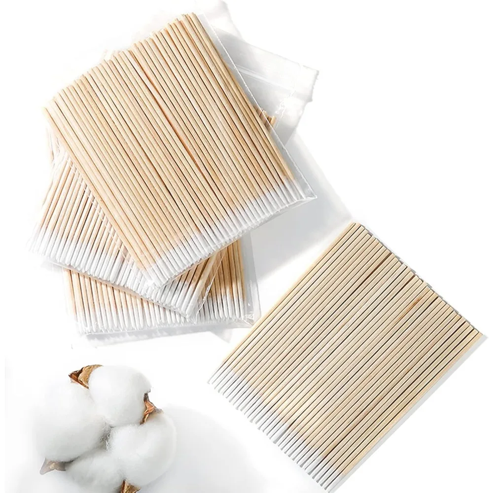 100/300/500/900/1000/3000 piezas, hisopos de algodón, puntas de doble precisión con palo de papel para maquillaje (forma de doble punta)