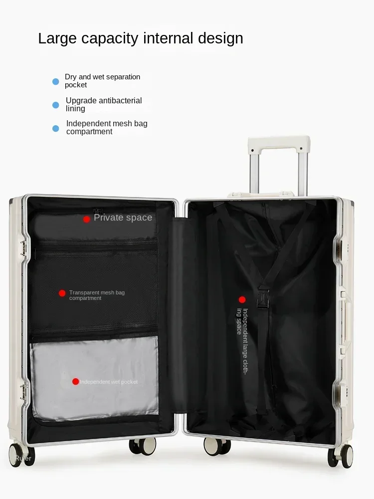 Nova moda transportadora mala de 26 polegadas com carregador usb bagagem quadro de alumínio cabine trole caso sacos de viagem rodas giratórias 20''