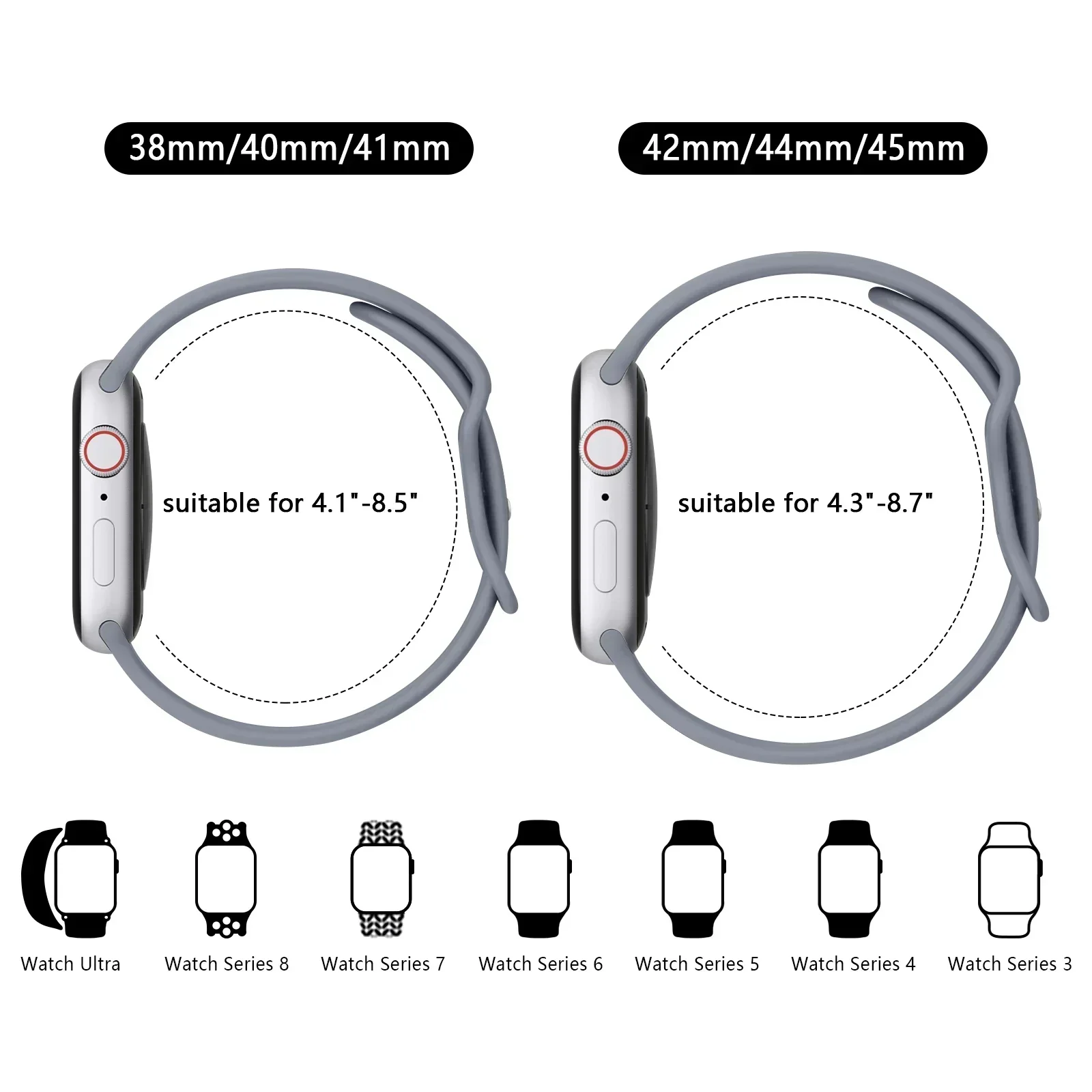 Correa de silicona suave para Apple Watch 9 8 7 6 5 4 3SE, pulsera para iWatch Ultra 49mm 45mm 41mm 40mm 44mm 38mm 42mm