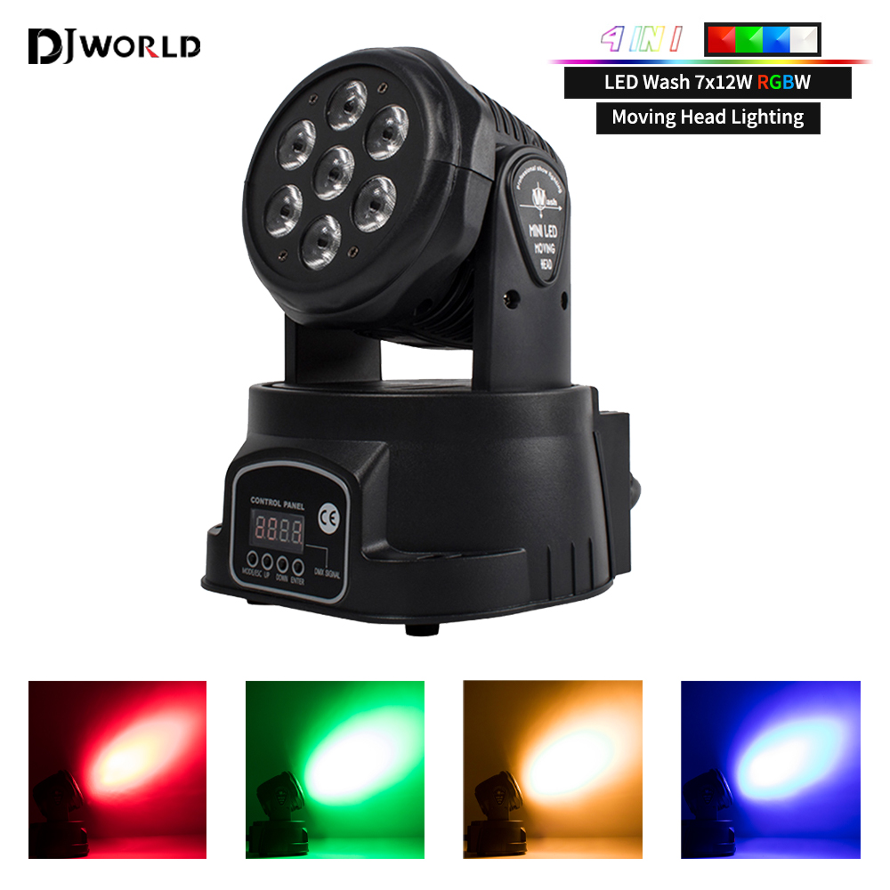 Moving Head 7x12W LED-Licht 4IN1 RGBW Professioneller Bühneneffekt 10/15DMX Waschlicht für Disco DJ Musik Party Dance Club