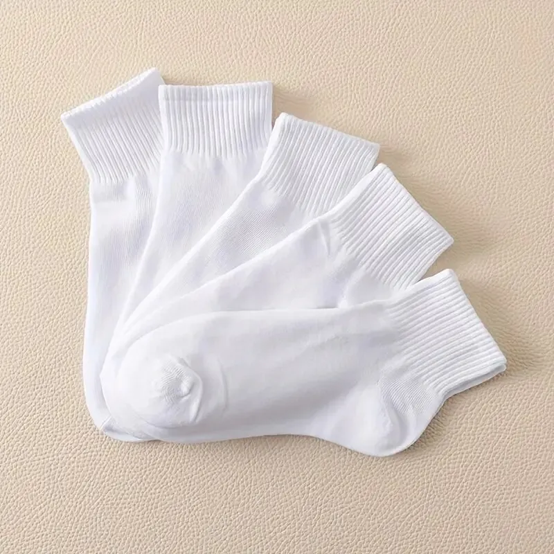 Calcetines cómodos y transpirables para hombre, medias de negocios en blanco y negro, de alta calidad, para primavera y otoño, lote de 5 pares