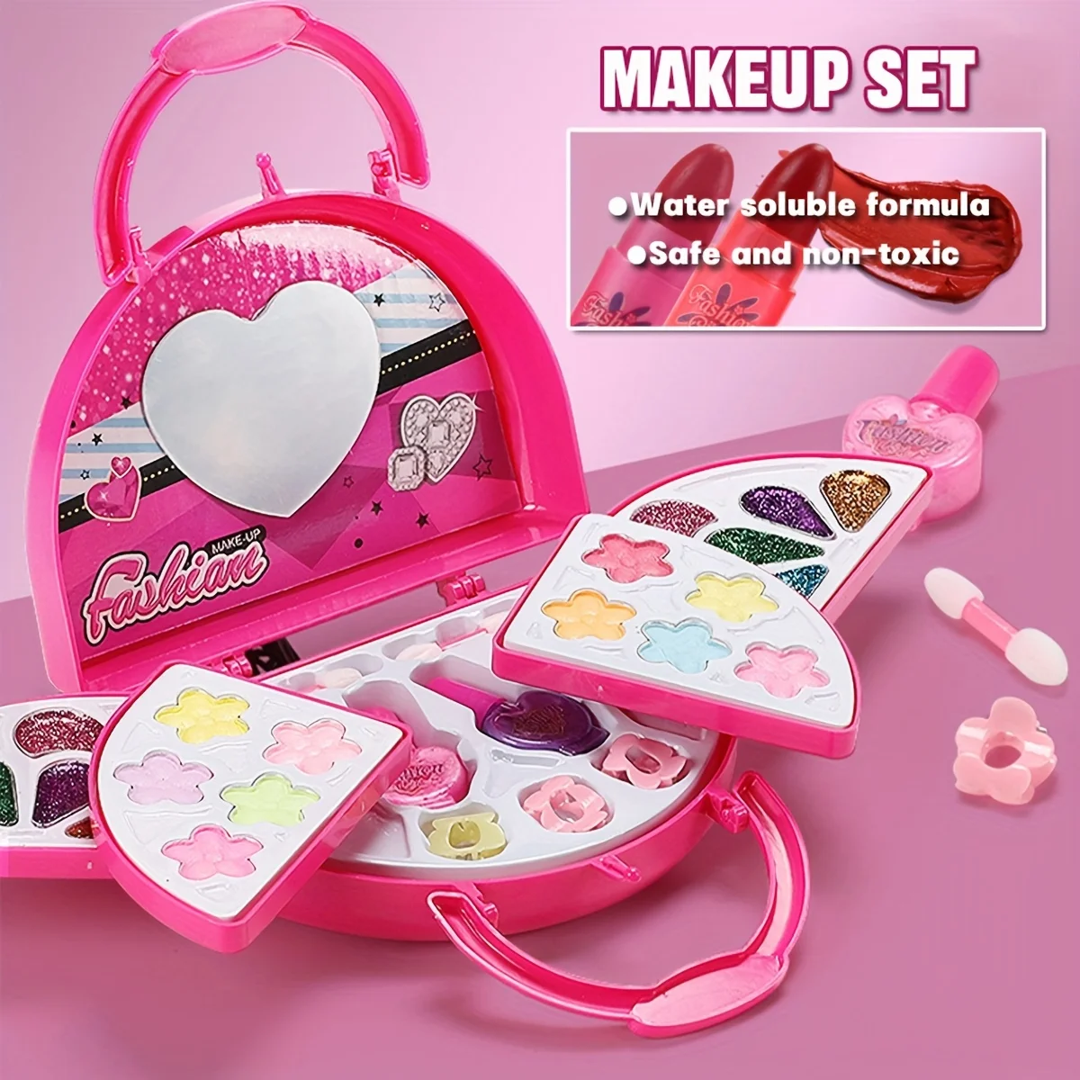 Borsa per trucco principessa Casa da gioco Giocattolo per ragazze, Scatola per cosmetici per trucco ombretto, Regalo di Natale di compleanno per cosplay di feste per bambini