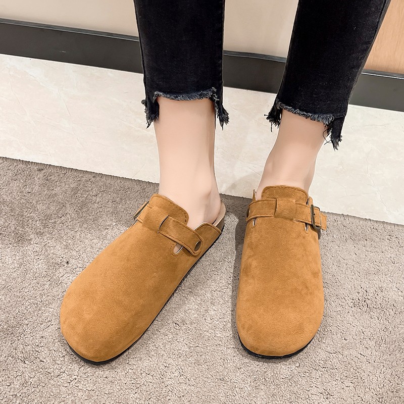 Half drag sandals Clogs For Women Fashion Cork Suede Mules Slipper Classic Cork Antislip For Outdoor Slippers With Arch