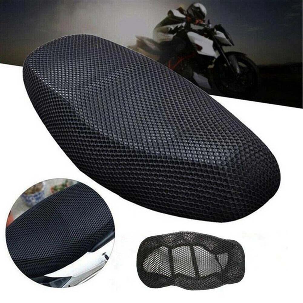 通気性 3D メッシュオートバイシートカバーパッド原付バイクスクーター黒シートカバークッション滑り止めカバーグリッドシートカバー