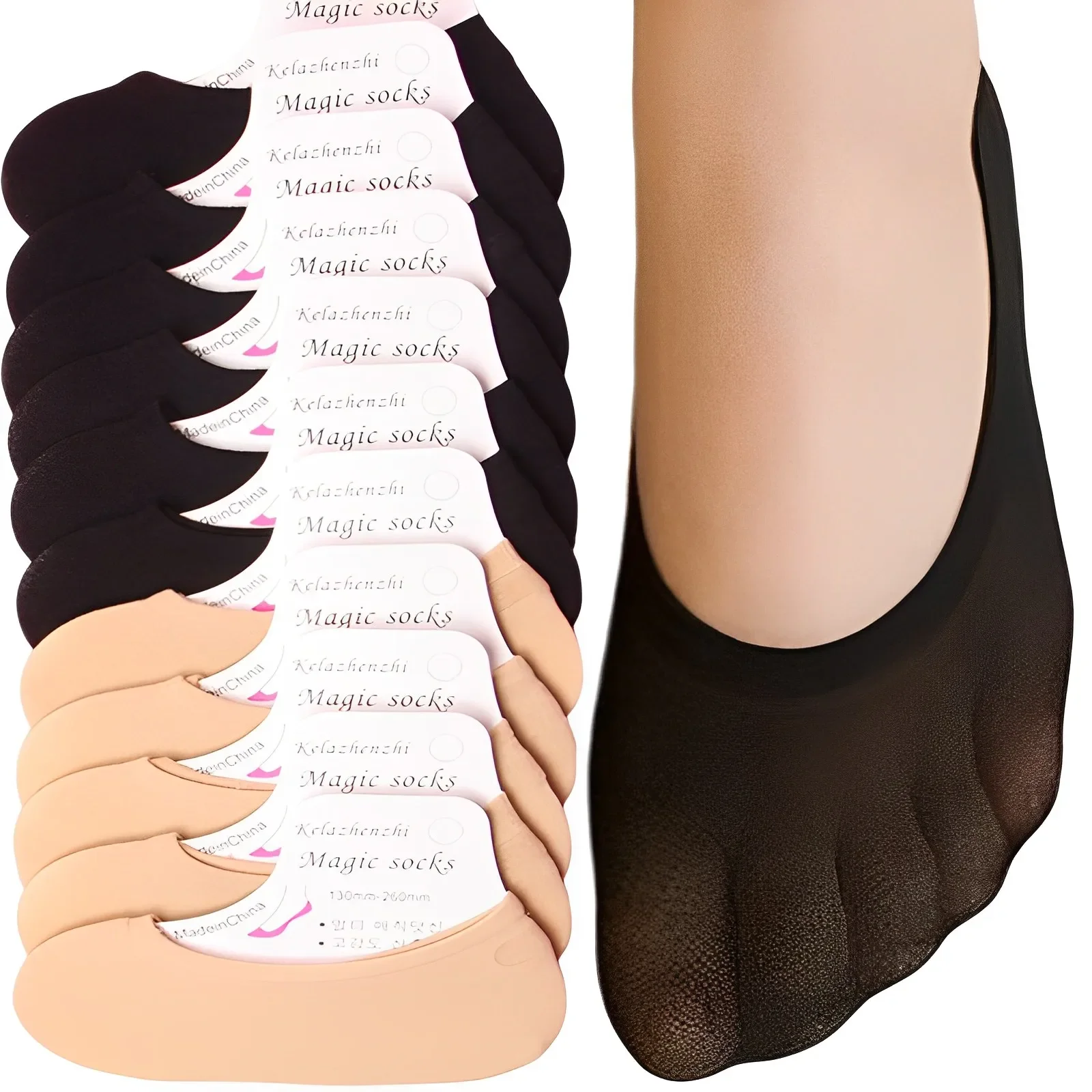 20/60 Uds calcetines invisibles antideslizantes zapatillas sin costuras calcetines tobilleros de seda de hielo verano fino sólido Casual transpirable No Show calcetín