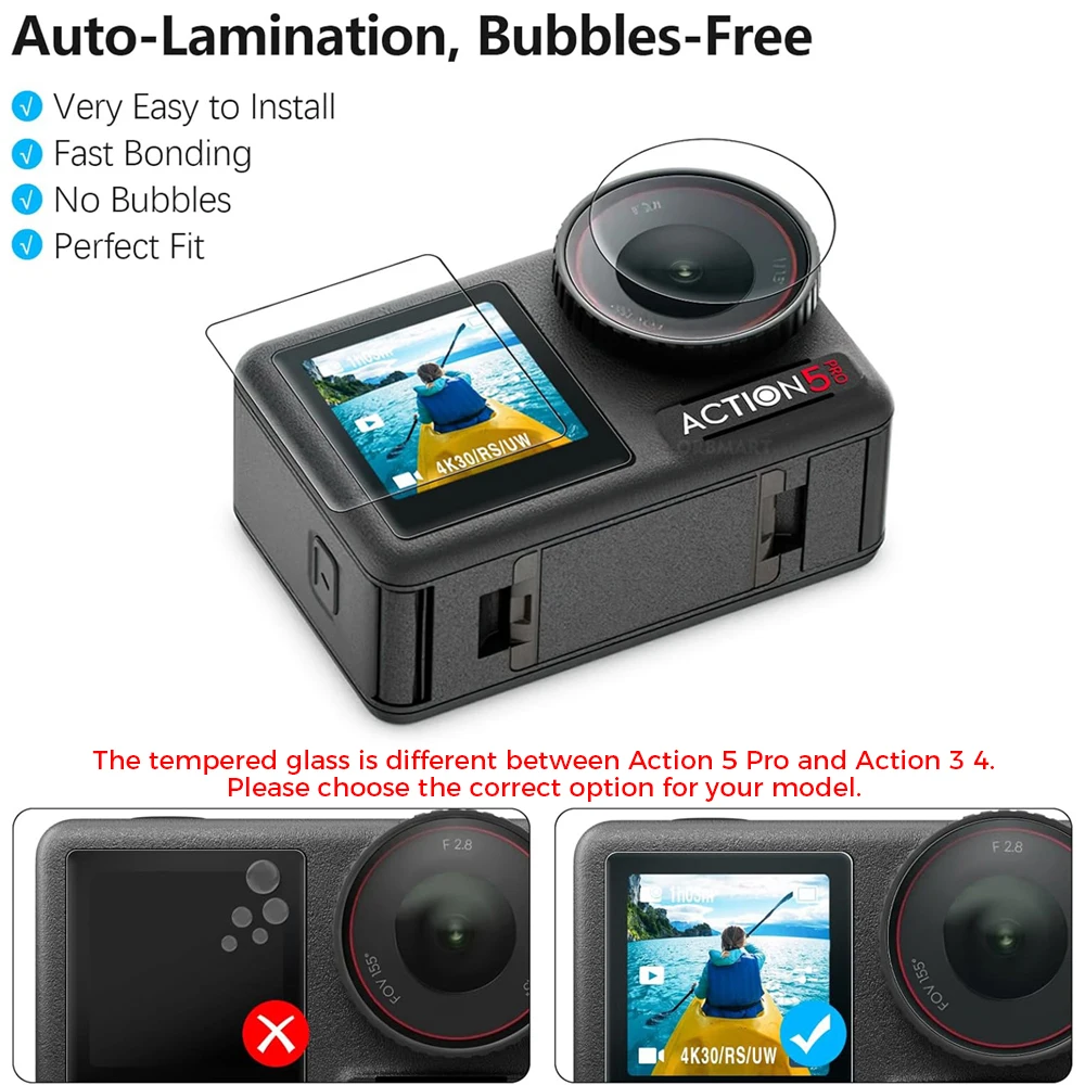 Für DJI Osmo Action 5 Pro 4 3 Screen Protector Gehärtetes Glas Film Objektiv Abdeckung Kappe Tasche Fall für DJI Action 4 5Pro Zubehör