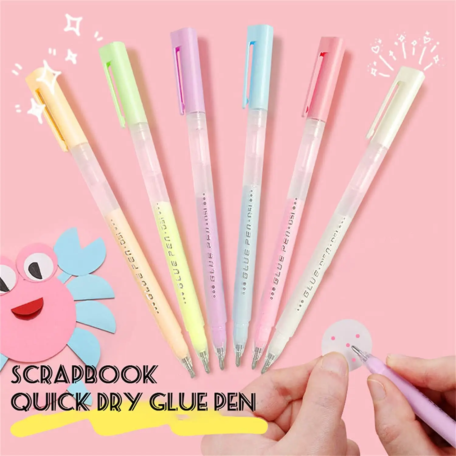 6 ชิ้นสมุดภาพ Quick แห้งกาวปากกากาวกาวปากกา Crafting ปากกาผ้ากาวปากกาสําหรับ Scrapbooking Papercrafts Accessorie