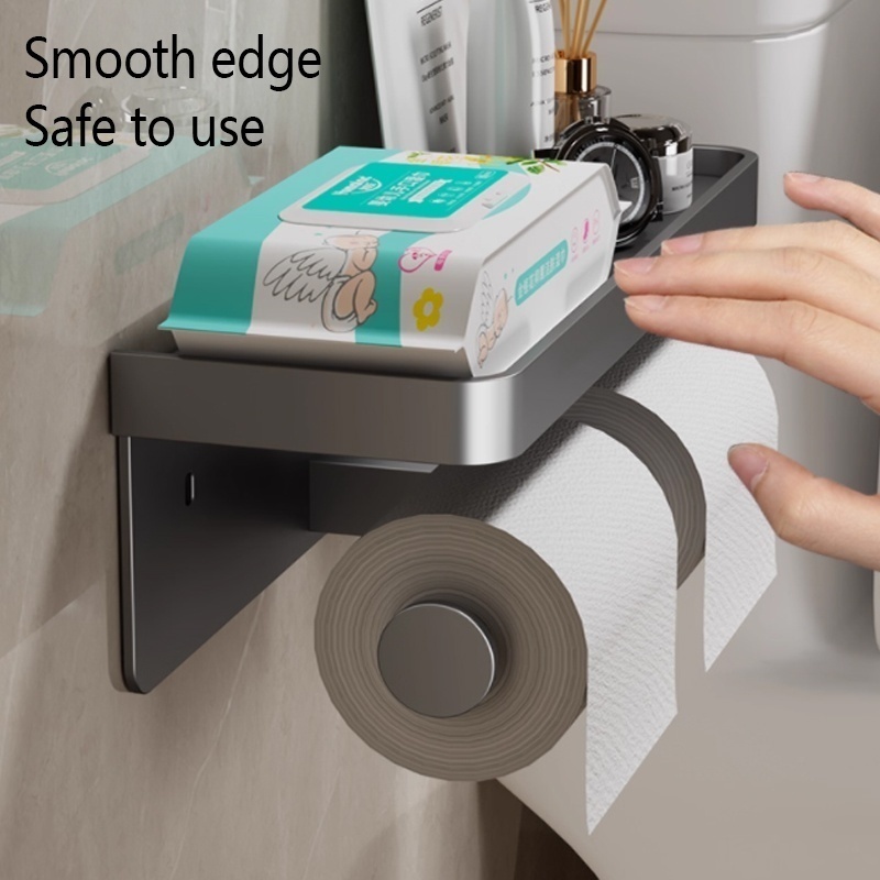 Kein Bohren Toilettenpapierhalter Wandmontierter Toilettenpapierhalter aus Aluminiumlegierung Taschentuchhalter Taschentuchhalter Badezimmerzubehör