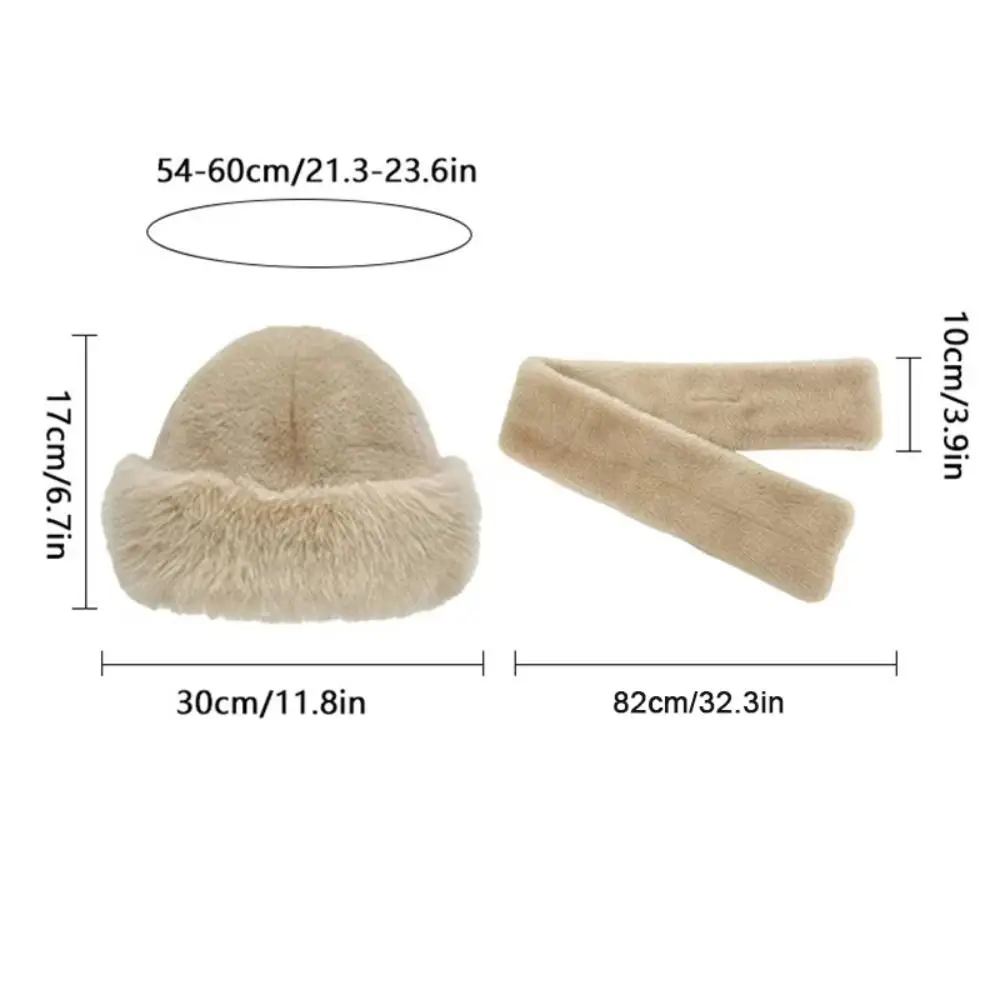 Set di sciarpe per cappelli invernali in pelliccia sintetica alla moda, antivento, spesso e caldo, avvolgente per il collo, protezione per le orecchie in tinta unita