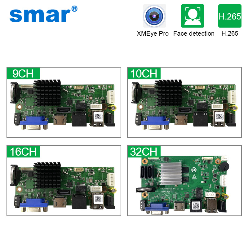 Материнская плата Smar CCTV 9CH 10CH 16CH 32CH 4K NVR для IP-камеры 5MP 8MP с поддержкой XMEYE ONVIF H.265 + сетевой цифровой видеорегистратор