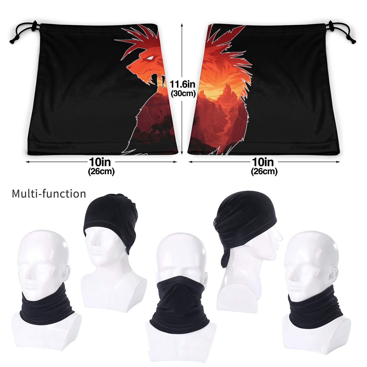 Final Fantasy 7 13 Xiii Ps1 Cloud Microfiber Neck Gaiter Bandana Scarf Ski Quick Dry High Elastic
