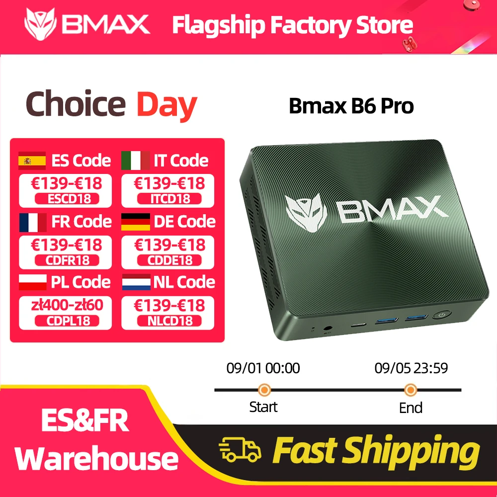BMAX B6 Plus / Pro Mini PC Windows 11 PC Intel I3 I5 16GB DDR4 RAM 512GB SSD WIFI 5 USB 3.0 USB*3 HDMI*2