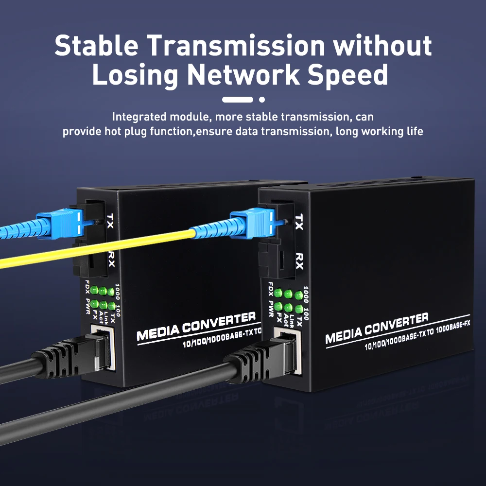 Natalink A Pair SFP+ Fiber Media Converter SC Single Mode BiDi Fiber to 10/100/1000M Gigabit RJ45 Ethernet Converter Transceiver