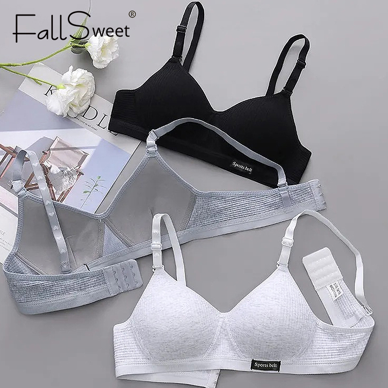 FallSweet-Sujetador inalámbrico de algodón para mujer, sujetadores push-up sin costuras, ropa interior cómoda en forma de V, lencería íntima de copa AB