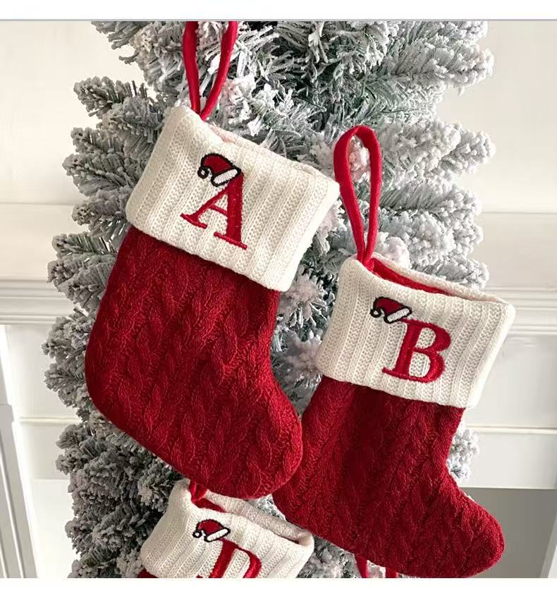 Christmas Alphabet Knitting Socks Christmas Tree Ornaments Christmas Decorations For Home 2024 Noel New Year 2025 Xmas Gift