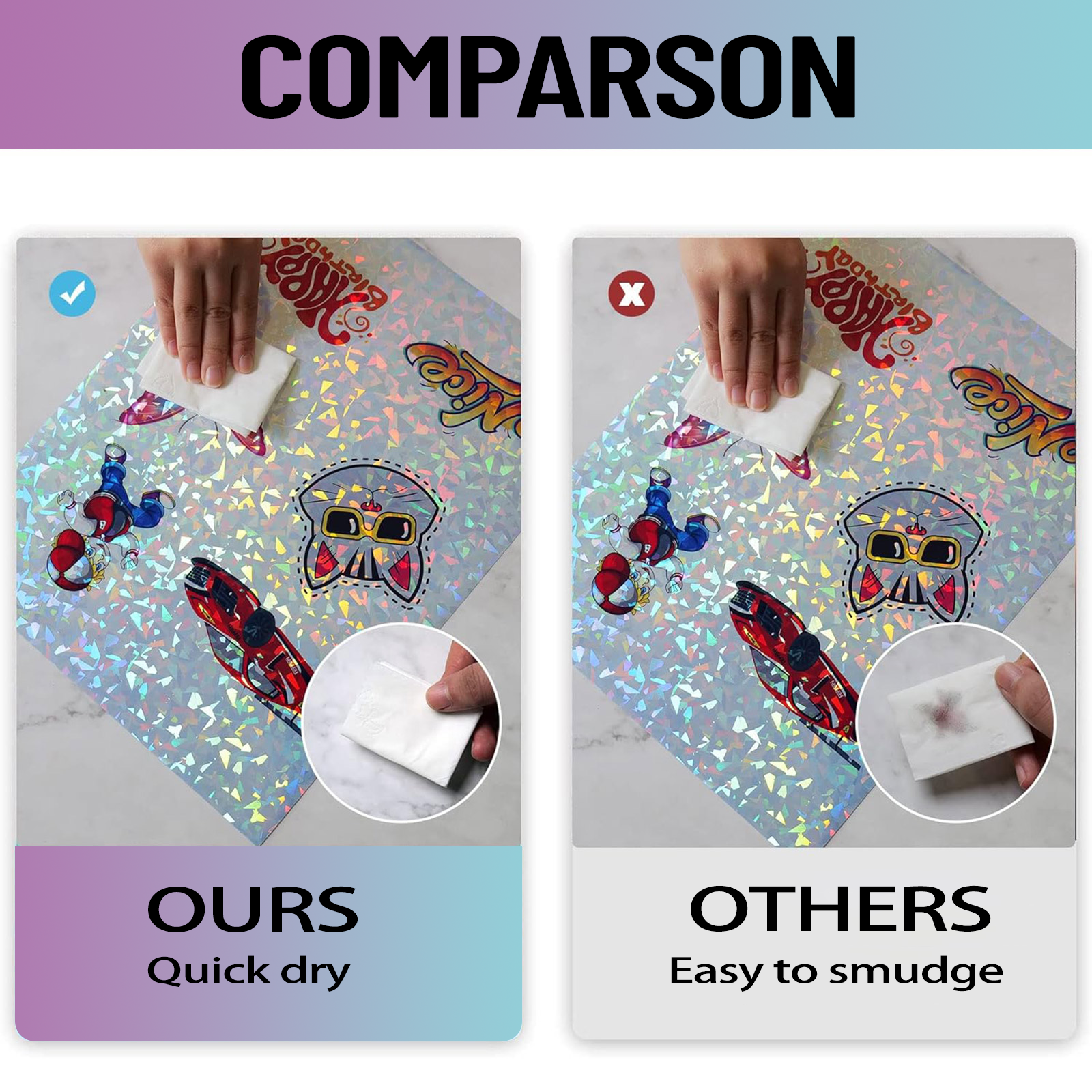 10 Sheets Diamond Printable Vinyl Sticker Paper - A4(8.3×11.7 Inch), Waterproof & Self-Adhesive, Inkjet Printable Paper