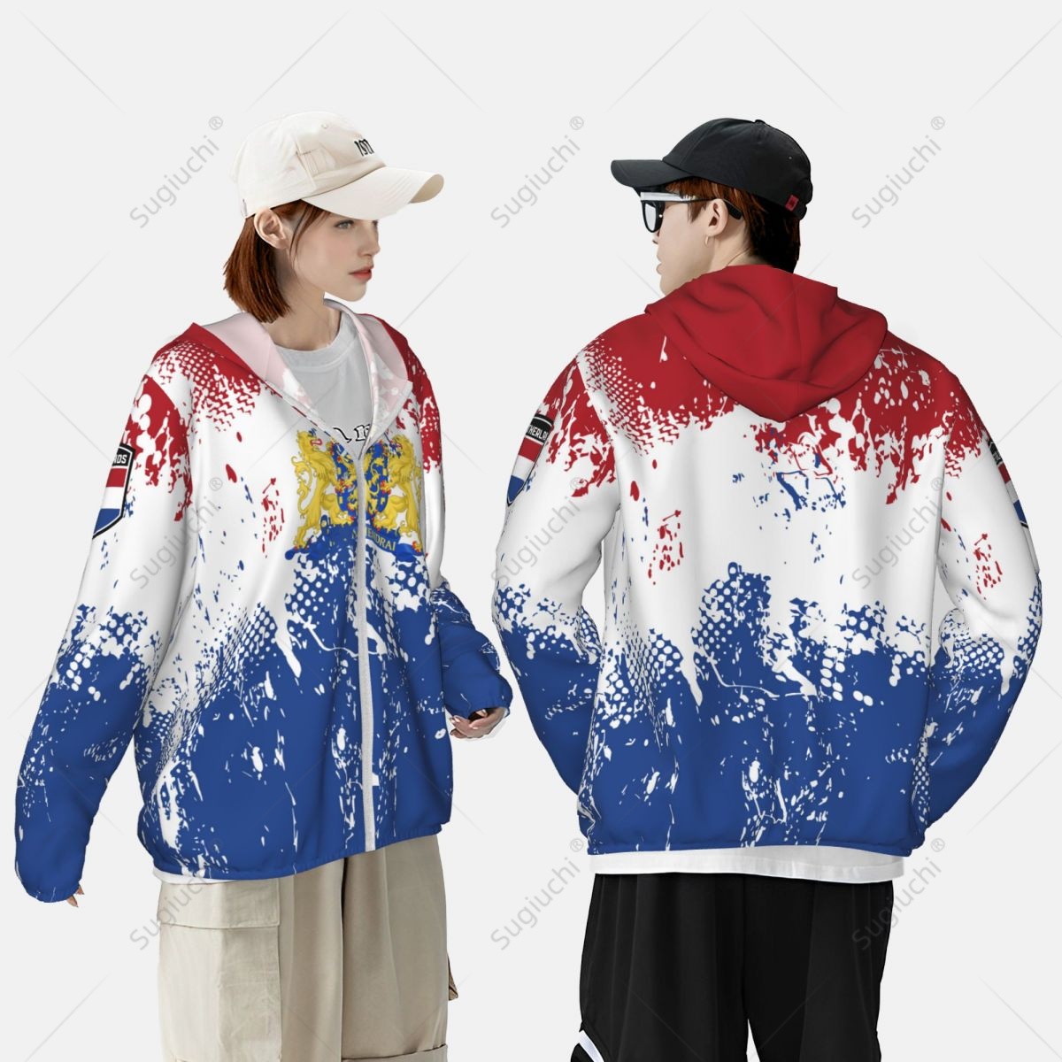 Hoodie de manga comprida com zíper, proteção solar de poliéster, roupas de protetor solar, pesca ciclismo e corrida, proteção solar holandesa