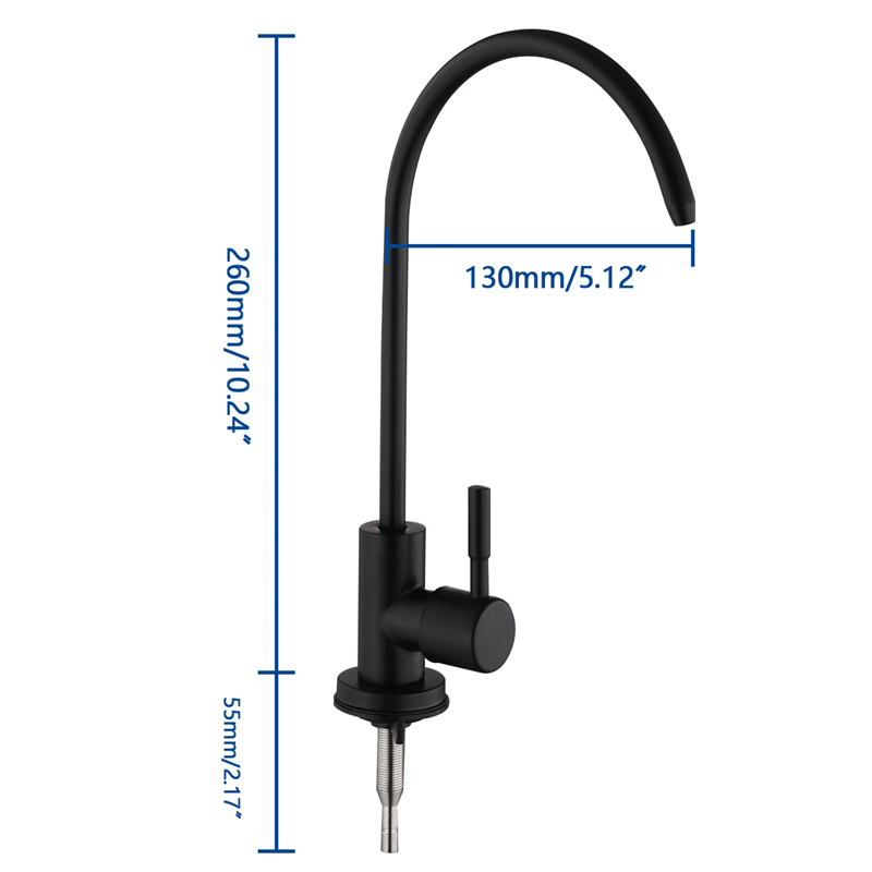 Кран из нержавеющей стали матовый черный с обратным осмосом