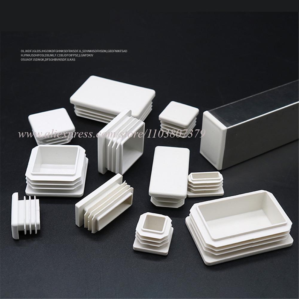 White Plastic Rectangle/Square Blanking End Cap Pipe Inserts Plug Bung Steel Leg Stopfen 15x15 20x30 25x40 40x40 50x50 40x100mm