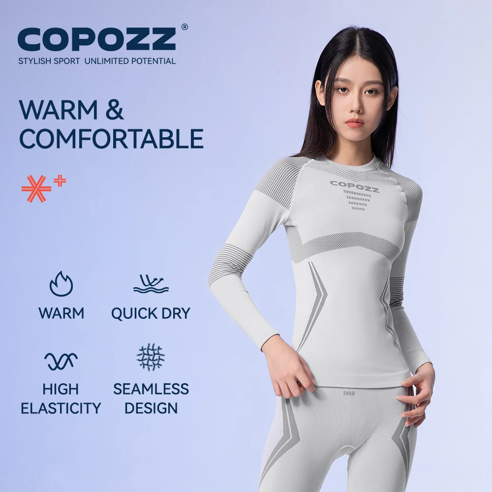 COPOZZ ผู้ชายผู้หญิงสกีชุดชั้นในชุดด่วนแห้งอเนกประสงค์การบีบอัดวอร์มแน่นสโนว์บอร์ดเสื้อและกางเกงผู้ใหญ่