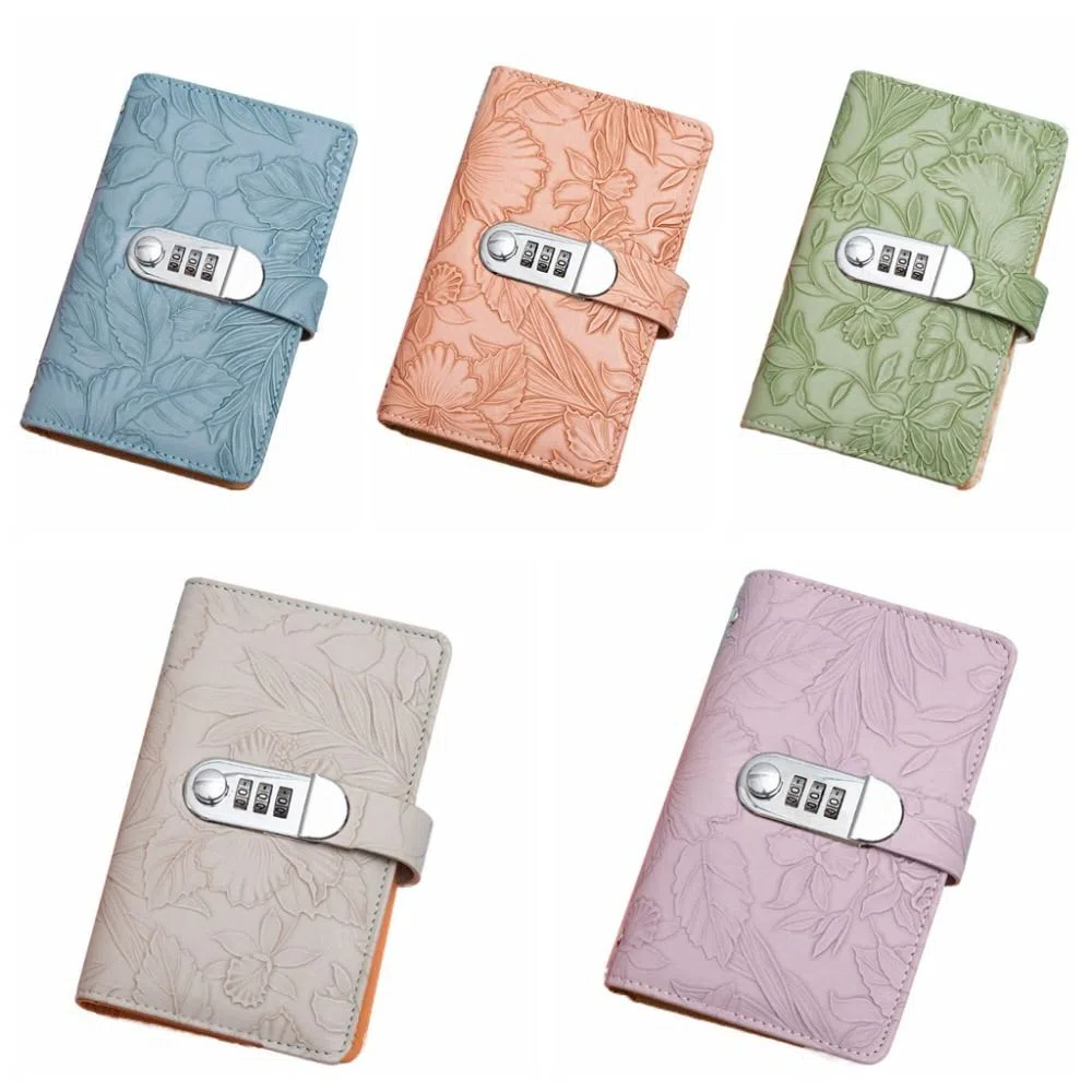 50Sheets Saving Money Binder Emboss Flower Savings Handbook Budget Binder with Lock Cash Envelopes PU Leather Account Book