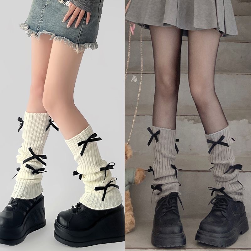 Y2K Warm houden Beenhoezen Strik Gebreide beenwarmers Dikke enkelwarmer Vrouw