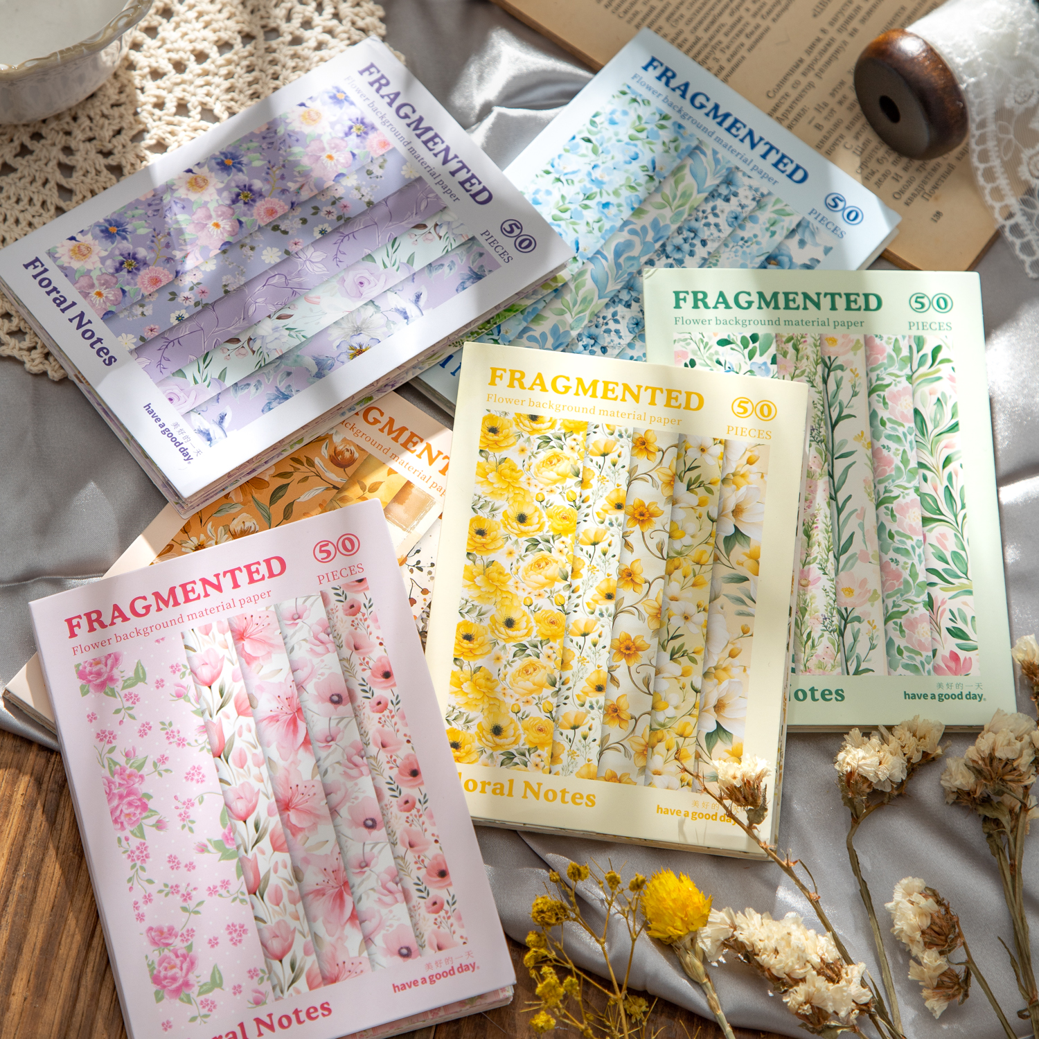 50 Sheets Vintage Floral patter Materials Paper DIY Scrapbooking Decor Craft Paper Collage Junk Journal Aesthetics Stationery