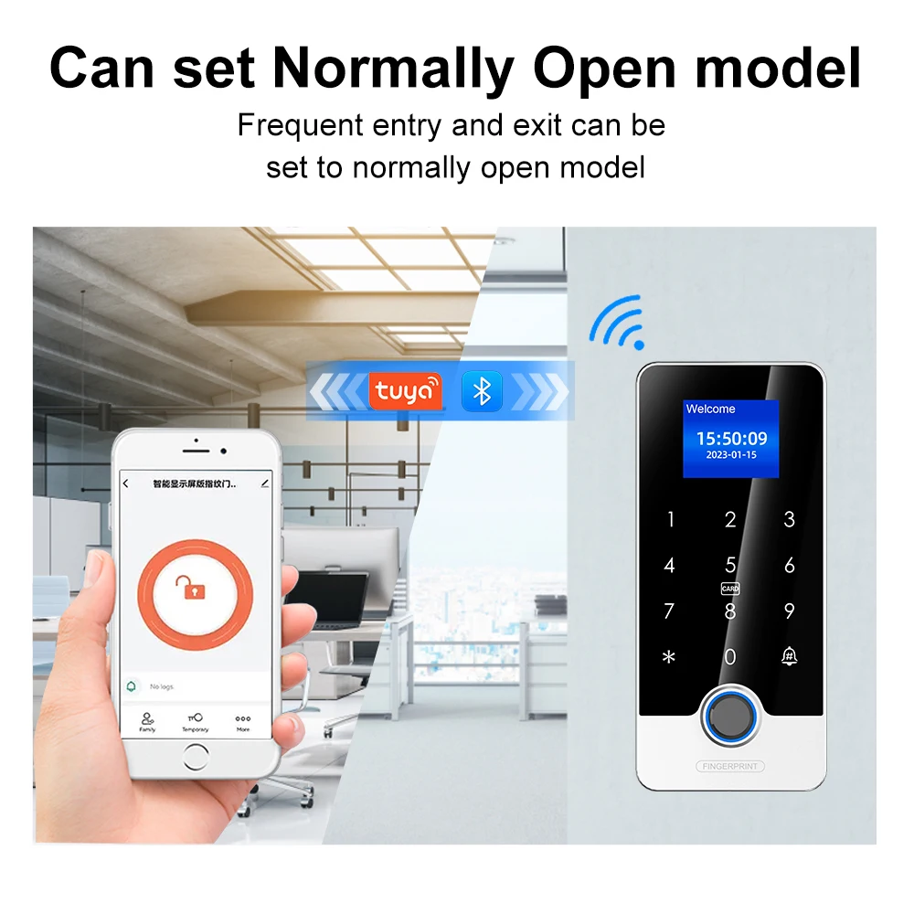 Kit de sistema de Control de acceso RFID con huella dactilar, cerradura de puerta inteligente, abridor de puerta electrónico con Bluetooth, conjunto Digital biométrico para el hogar, aplicación Tuya