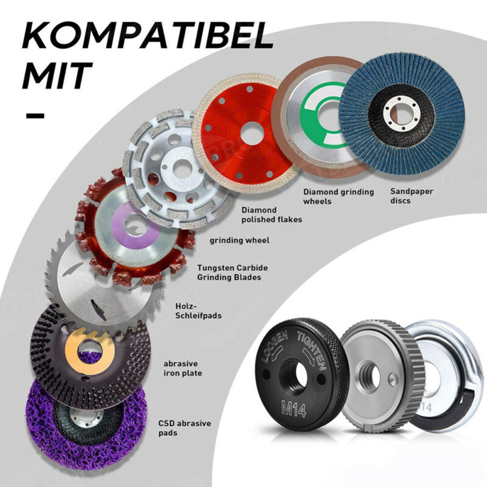 Winkelschleifer M14 Gewinde Innen Außen Flansch Mutter Set Schnellspanner Sicherungsmutter Ersetzen Sie für Bosch Metabo Milwaukee Makita Dewalt
