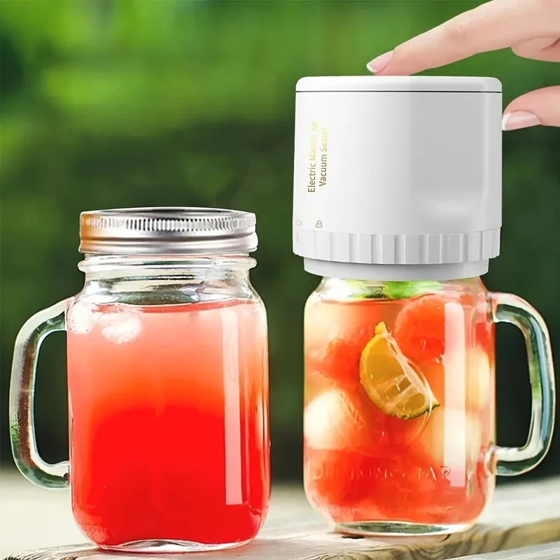Kit de sellado al vacío eléctrico para tarros Mason, inalámbrico, para fermentación de boca ancha de tarros Mason con Mason