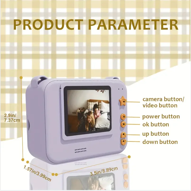 เด็กดิจิตอลกล้องถ่ายภาพ 32GTF Instant พิมพ์ภาพเด็กเครื่องบันทึกวิดีโอ Mini เครื่องพิมพ์ความร้อนการศึกษาของขวัญวันเกิด
