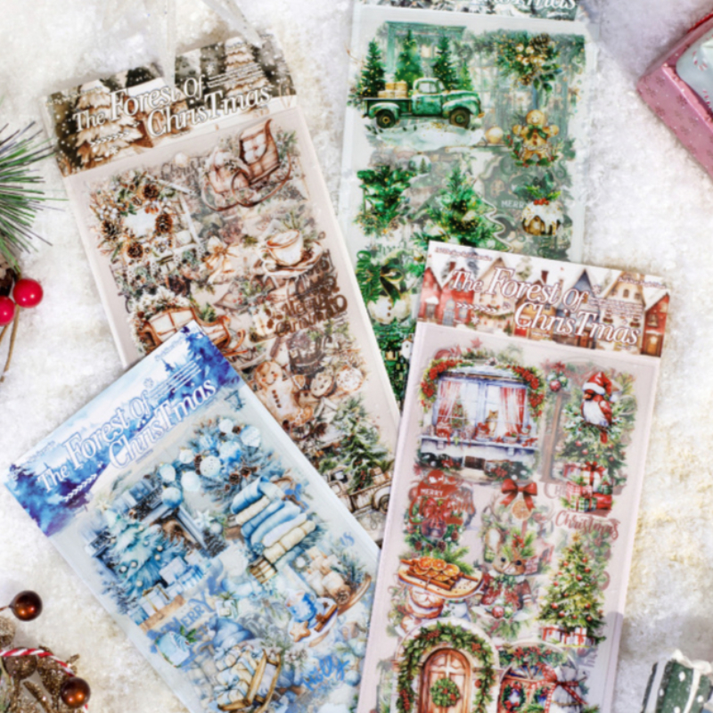 Mr. Paper, 6 Sheets/pack, Christmas Tree Christmas Theme Series Stickers, Decorative Party Gift Scrapbook Phone Case Stickers