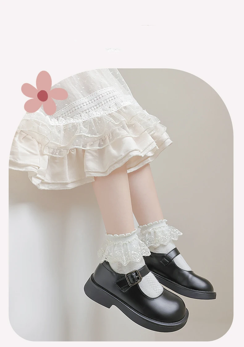 Calcetines de encaje para niños de ballet, calcetines de algodón para niñas, calcetines cortos finos de princesa de encaje japonés de verano, danza blanca para bebés