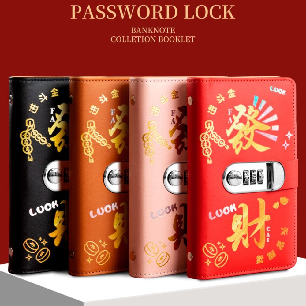 50Sheets Saving Money Binder Portable PU Leather Planner Organizer Savings Handbook Cash Envelopes Budget Binder with Lock