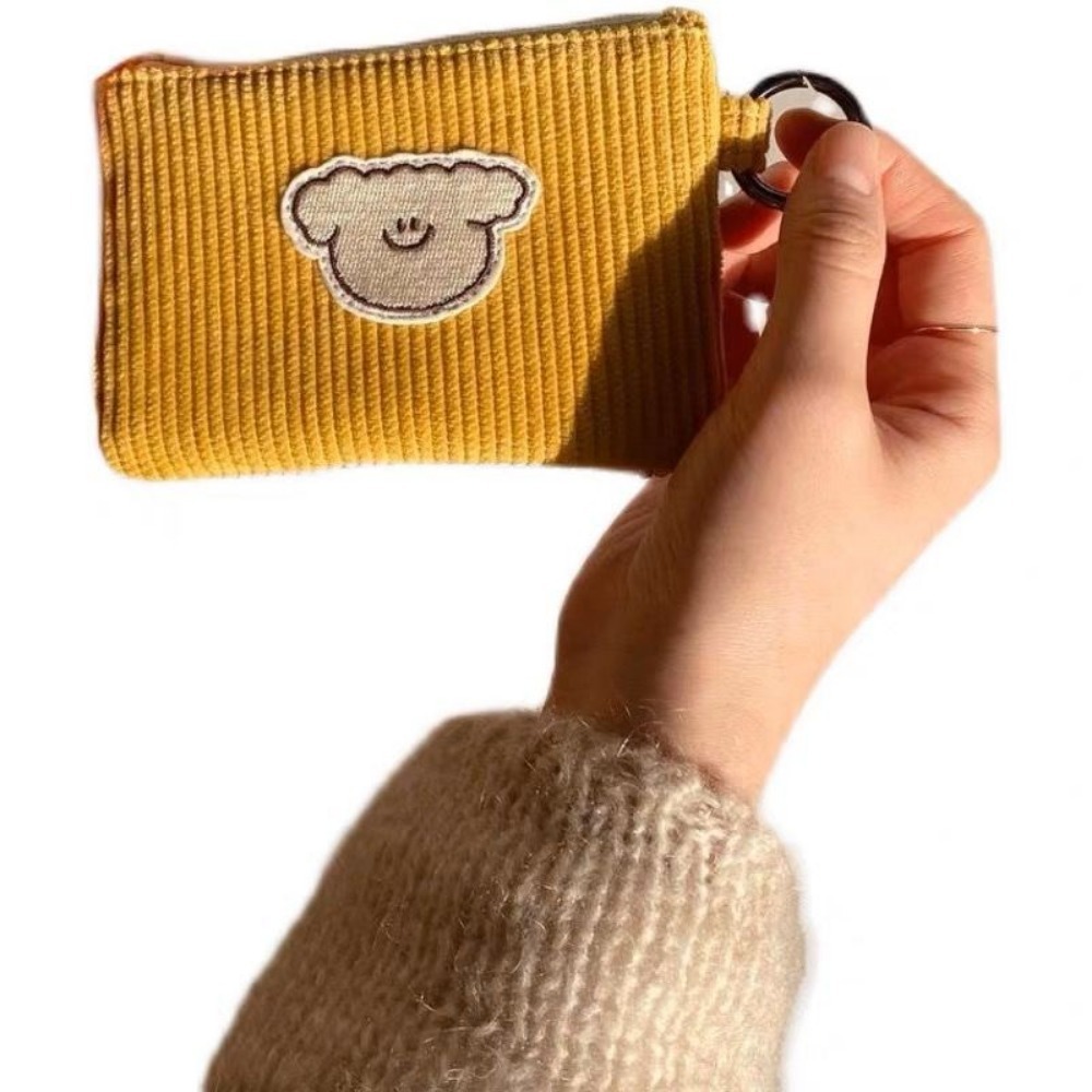 Soft Corduroy Coin Purse, Moda Veludo Prático, Mini resistente ao desgaste, Waffle saco com zíper, Zero Wallet