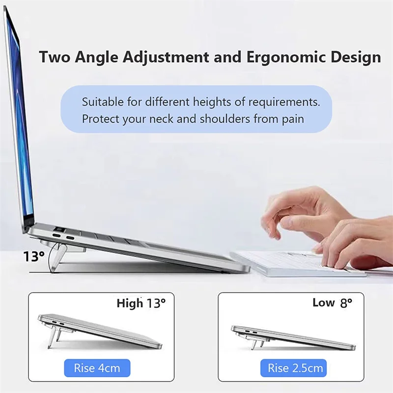 Invisible Metal Laptop Stand Keyboard Riser Adjustable Self Adhesive Computer Cooling Pad Kickstand for Macbook Lenovo Iphone