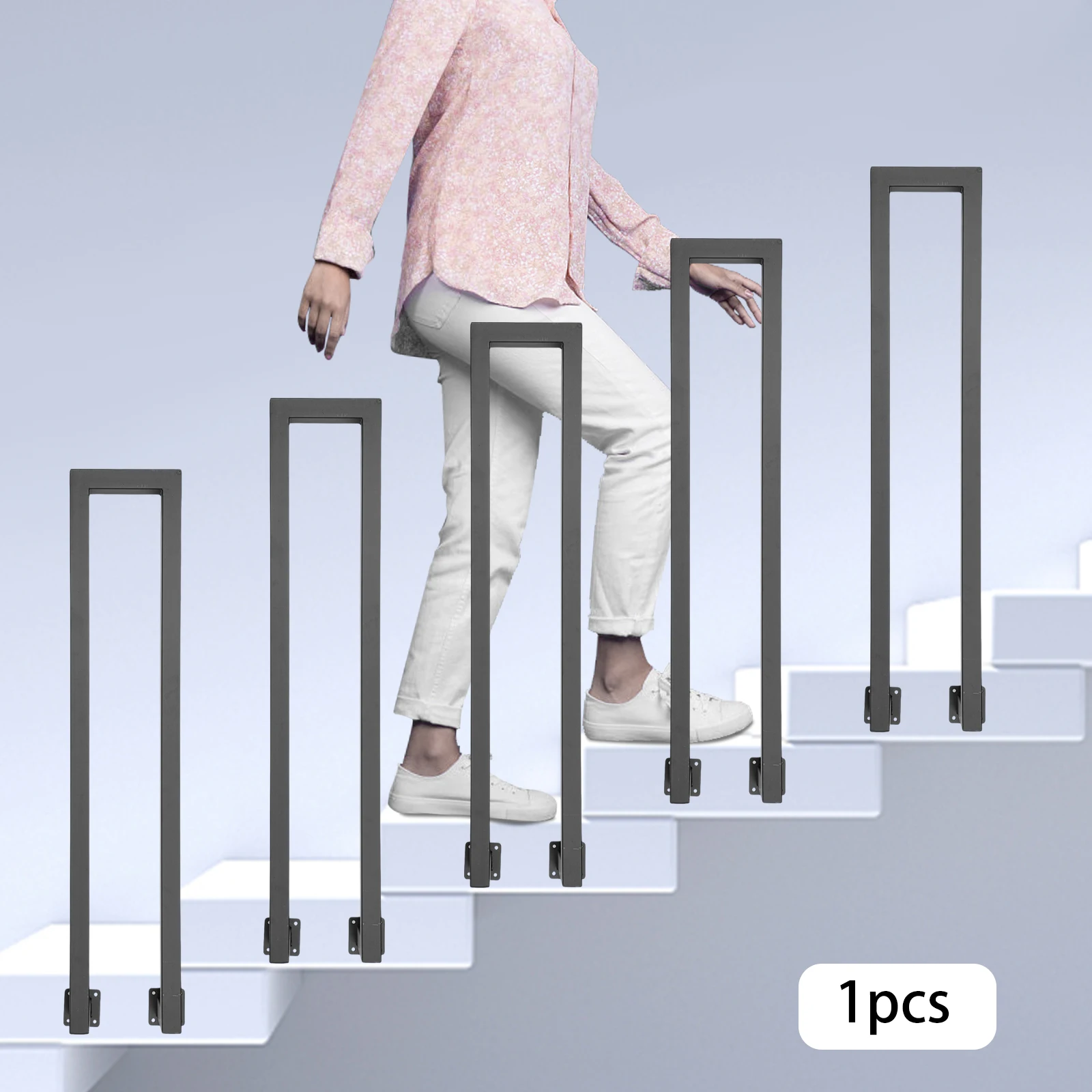 Robustes Metall-Treppengeländer, schwarzer Handlauf für Treppen, Balkon und Treppen, bietet Sicherheit für ältere Menschen, Kinder und diese