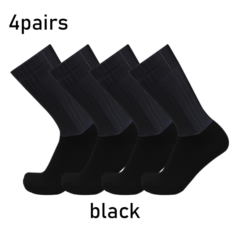 Calcetines de silicona antideslizantes para Ciclismo profesional, medias aerodinámicas de Color puro para verano, 4 pares por juego